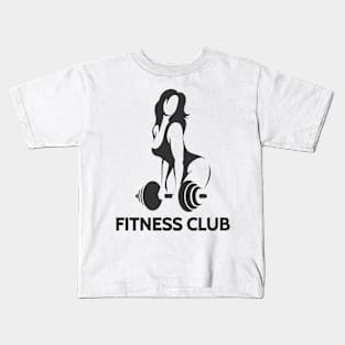 Bodybuilder woman with barbell Kids T-Shirt